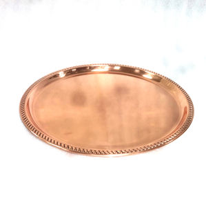 Plateau de service rond en cuivre et fer de style antique nouvelle assiette de chargeur en relief pour le service à domicile - Product Image 5