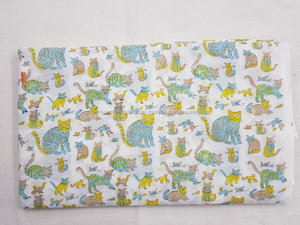 Tissu indien à imprimés de bloc à la main, étoffe 50 cm en coton, étoffe lunaire naturel, imprimé de chat pour bébé C87 - Product Image 3