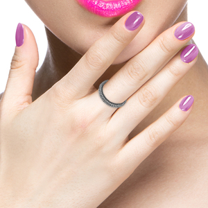 Pave Diamonds hecho a mano banda de plata anillo de moda joyería - Product Image 4