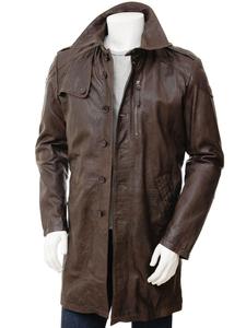 Gabardina larga de piel de vaca auténtica de alta calidad para hombre, abrigos de piel sintética - Product Image 4
