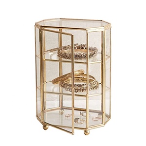 Boîte en verre et en laiton, couleur or, 4 pièces - Product Image 5