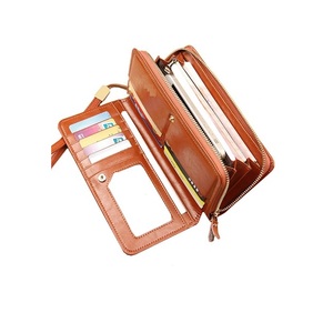 Cartera de mujer con cremallera y cierre de botón de presión Cartera de mujer con protección RFID - Product Image 1