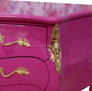 เฟอร์นิเจอร์ฝรั่งเศสทาสีอินโดนีเซีย - ตู้ลิ้นชักสีชมพูแบบบอมเบย์ - Product Image 5