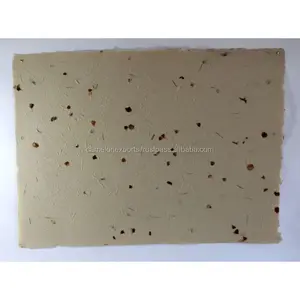 100% Hemp fiber paper 80 GSM natural color with flower petals and fine chopped grass are mottled sheets