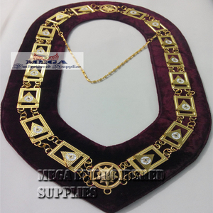 Masonic Regalia Collar de cadena chapado en oro Bordado Cinta de tela de cuero Freemason Costura de punto de cruz Artesanía - Product Image 3