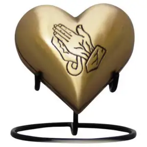 Urnes de crémation pour adultes avec logo gravé en forme de cœur Fabricant d'urnes de crémation en métal aluminium pour adultes pour cendres - Product Image 1