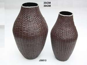 Florero de hierro tejido de cuero de imitación marrón de alta calidad, florero de hierro hecho a mano, florero decorativo de hierro al por mayor - Product Image 4