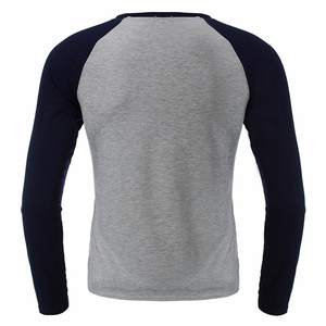 Camisetas raglán de algodón para hombre, camiseta de manga larga raglán americana, camisetas informales, camisetas de cuello redondo para hombre, camiseta ajustada para hombre, 2017 - Product Image 2