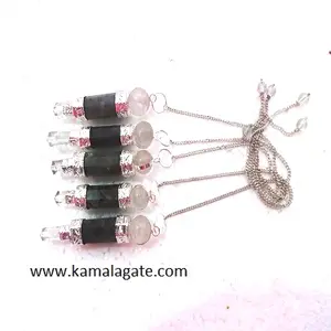 wholesale natural gemstone Labrodolite Stick Pendulum With Crystal Point & Ball Crystal 3Pcs Pendulum for sale