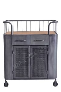 Gabinete de ruedas Coast con marco de hierro y estantes de madera para almacenamiento en la sala de estar, gabinete de cocina - Product Image 2