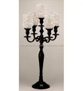 black Candelabra/black candelabra with crystal/black wedding table candelabra