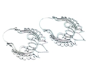 Louts Design Boucles d'oreilles créoles plaquées argent Style bohème Tribal indien fête de mariage bijoux de fiançailles en laiton - Product Image 5
