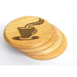 Gravure sur bois personnalisé Drink Coaster Set Mango Wood White Ash Teak Wood Coasters avec gravure laser - Product Image 1