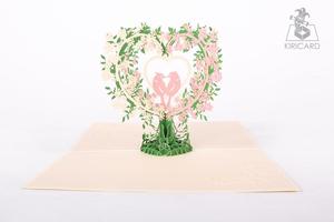 Tarjeta del Día de San Valentín Lovebirds 3D Pop Up Card vietnamita hecho a mano Kirigami Card para artesanía al por mayor - Product Image 2