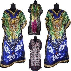 2025 última moda mujer algodón turco ropa de playa estampado Digital Kaftan largo calidad superior bloque de mano impreso diseño Floral Kaftan - Product Image 1