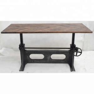 Table de salle à manger convertible extensible en bois massif de fonte antique industrielle meubles de maison café Restaurant Banquet mariage - Product Image 5