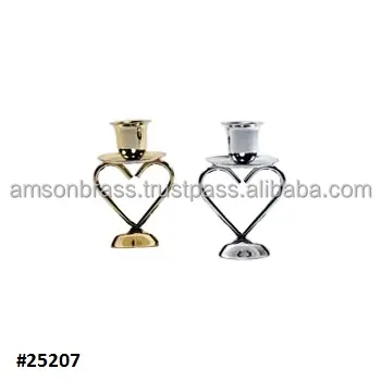 Restaurant & Wedding Table Decorate Candle Holder Heart Shaped Gold And Silver Small Candle Stand for Home Decor