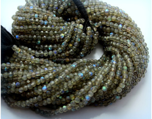 Pendentif en pierre ronde bleue à facettes en labradorite naturelle de qualité AAA pour la fabrication de bijoux vendu par brin - Product Image 2