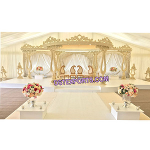 Mandap de Madera para Celebración de Bodas, Mandap Moderno con Temática Blanca, Mandap de Madera de Lujo para Bodas Asiáticas, Decoración para Eventos en Canadá - Product Image 1