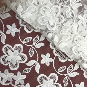 HA-16351Best selling garment design white african embroidery lace mesh fabric uk