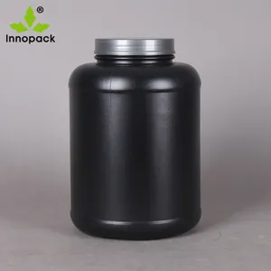 Frasco de plástico PET para envasar proteínas en polvo, color negro mate, 2,5 libras