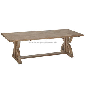 Table à manger antique en bois de chêne massif rustique à huit places Design plié pour la maison ou l'hôtel Meubles de salle à manger anciens - Product Image 2