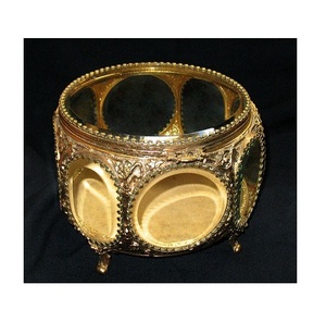 Boîte à bijoux biseautés en laiton, verre - Product Image 3