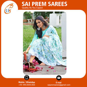 Estilo indio Diseñador de calidad superior para mujer Sari Algodón Seda Sari Party Wear Sari a bajo precio - Product Image 3