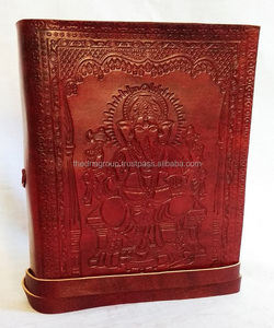 Journal intime indien en cuir véritable fait à la main A4 mignon imprimé dieu hindou Ganesh Design couverture rigide école utilisation commerciale cuir - Product Image 1