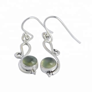 Boucles d'oreilles en argent sterling 925 Prehnite pour femme et fille exportateur de bijoux - Product Image 1