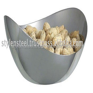 Bol à noix Bols de service à noix décoratifs en métal argenté Taille et forme personnalisées Bol de service à noix en acier inoxydable - Product Image 1