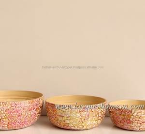 Red Circle Eggshell Bamboo Bowl Made in Vietnam - Product Image 3