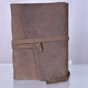 Diario de piel auténtica de tapa dura liso con solapa envolvente estilo gitano hecho a mano de lujo personalizado con páginas blancas en blanco - Product Image 4