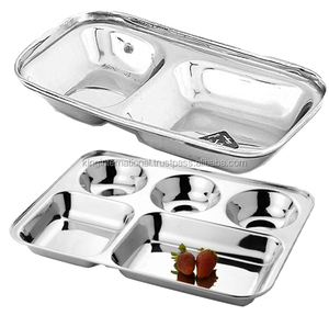 Veqking plateau à compartiments en acier inoxydable, plateau alimentaire de haute qualité dernier design à 3 ou 4 ou 5 compartiments - Product Image 3