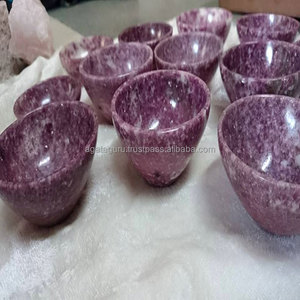 Cuenco de ágata de lepidolita Piedra semipreciosa artesanal de piedras preciosas naturales para oración curativa - Product Image 2