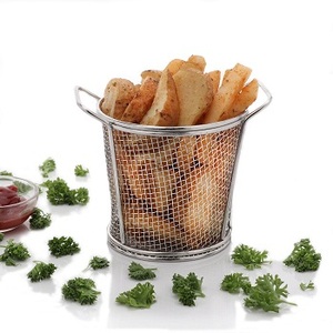 STAINLESS STEEL UNIQUE DEEP ROUND <b>FRYER</b> BASKET HOME & KITCHEN DECORATIVE FRESH <b>FRYER</b> BASKET - Product Image 1