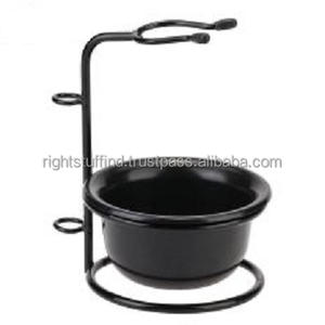 Cuenco de maquinilla de afeitar de salón de peluquería de acero inoxidable profesional con soporte Color negro - Product Image 2