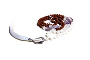 Unisex anudado a mano 108 cuentas Yoga Mala collar piedra lunar Rudraksha para regalo de fiesta de hinduismo religioso - Product Image 4