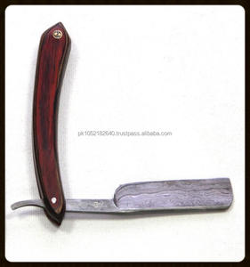 Mango de madera profesional de alta calidad, hermoso trabajo, acero de Damasco, borde recto, afeitado, maquinillas de afeitar. - Product Image 3