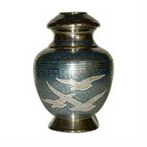 Memorial Royal Blue Metal Brass/Aluminum Urn European Style Silver Bird <b>Keepsake</b> <b>for</b> Pets Cremation Funeral <b>Ashes</b> Storage - Product Image 5