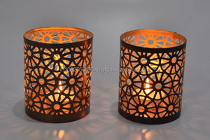 Elegant Black Gold Finished Metal <b>Tea</b> <b>Light</b> <b>Candle</b> <b>Holder</b> Handmade 13x13x10cm Weddings Christmas Home Decor Gift - Product Image 2