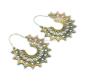 Nickle-Free Indian Tribal Brass <b>Hoop</b> <b>Earring</b> <b>for</b> <b>Women</b> Bohemian Style <b>for</b> Parties Gifts Engagements - Product Image 2