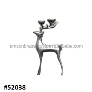 Portavelas de renos de aluminio con acabado plateado Simple - Product Image 1