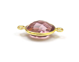 Conector de oro hecho a mano para bisel ovalado de cuarzo amatista ligero 10x14 MM estilo de moda de fianza única - Product Image 2