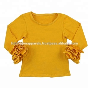 เสื้อยืดแขนระบายแบบลำลองสำหรับเด็กผู้หญิงเสื้อยืดแขนยาวแบบกำหนดเองพิมพ์ลายเสื้อถักเสื้อเจอร์ซีย์เดียว - Product Image 2