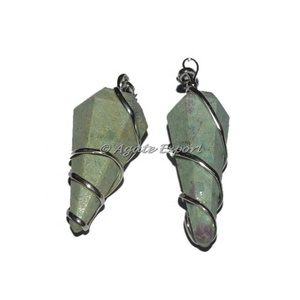 Pendentifs en pierre Aventurine, pierres verte enveloppées, 1 pièce - Product Image 2