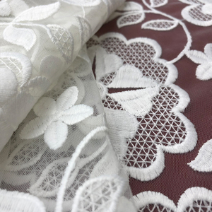 HA-16351Best Selling Garment Design <strong>White</strong> African Embroidery <strong>Lace</strong> Mesh Fabric <strong>Uk</strong> - Product Image 5