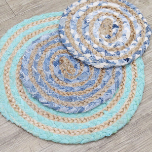 เป็นมิตรกับสิ่งแวดล้อมจุ๊ปจานรองแก้ว 4 ชิ้น Placemats สําหรับงานแต่งงานตกแต่งโรงแรมเป็นมิตรกับสิ่งแวดล้อมทําด้วยมือบ้านปอกระเจารอบ Placemat - Product Image 3