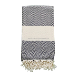 ก้างปลาผ้าขนหนูตุรกี Pestemal คลาสสิก,ผ้าขนหนู Hamam ขายส่ง-สีดำ - Product Image 1