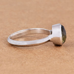 925อัญมณีลาบราดอไรต์ทรงกลมขนาด8มม. ธรรมชาติเงินสเตอร์ลิงพร้อมแหวนชุบเงินแหวนแฟชั่นทันสมัยสำหรับทุกเพศ - Product Image 3